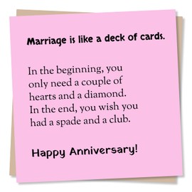 Funny Happy Anniversary Card For Couple - In The End You Wish You Had A Club - Funny Pink Anniversary Card For Friend or Family