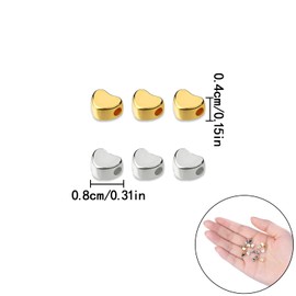 Heart Spacer Beads, 100 Pcs Acrylic Cute Heart Spacer Beads Small Hole Loose Bead for DIY Jewelry, Jewelry Making, Valentine's Day Gift, Art Craft Making Accessories (Gold, Silver)