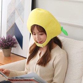 LUOZZY Lemon Adult Hat Lemon Costume Plush Lemon Shape Hat Soft Fruit Headgear One Size for Party Christmas Carnival Cosplay Costume Headwear