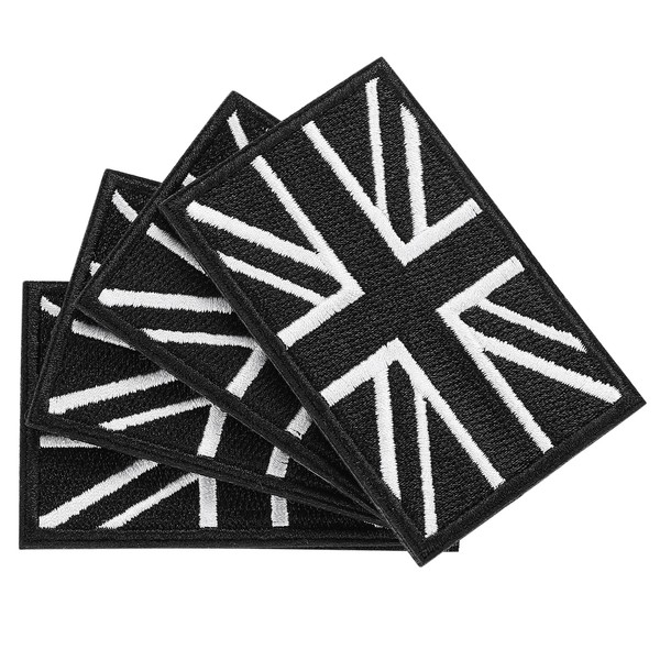 Molain 4 Pieces UK Flag Patches United Kingdom Embroidered Applique British Flags Military Team Uniform Badge Sticker Trim Embellishments for Clothes Hat