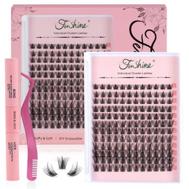 Cluster Lashes Einzelwimpern, breiter Stiel, D-Curl, DIY einzelne, weiche falsche Wimpern für den persönlichen Gebrauch zu Hause,Wimpernverlängerungs-Set (Wheat Style Kit, 9-15mm)