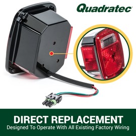 Quadratec Premium Tail Light, Driver Side - Fits Jeep Wrangler YJ 1987-1990 - Plug and Play Lamp Assembly - Meets OE Specifications - Factory Replacement Tail Light