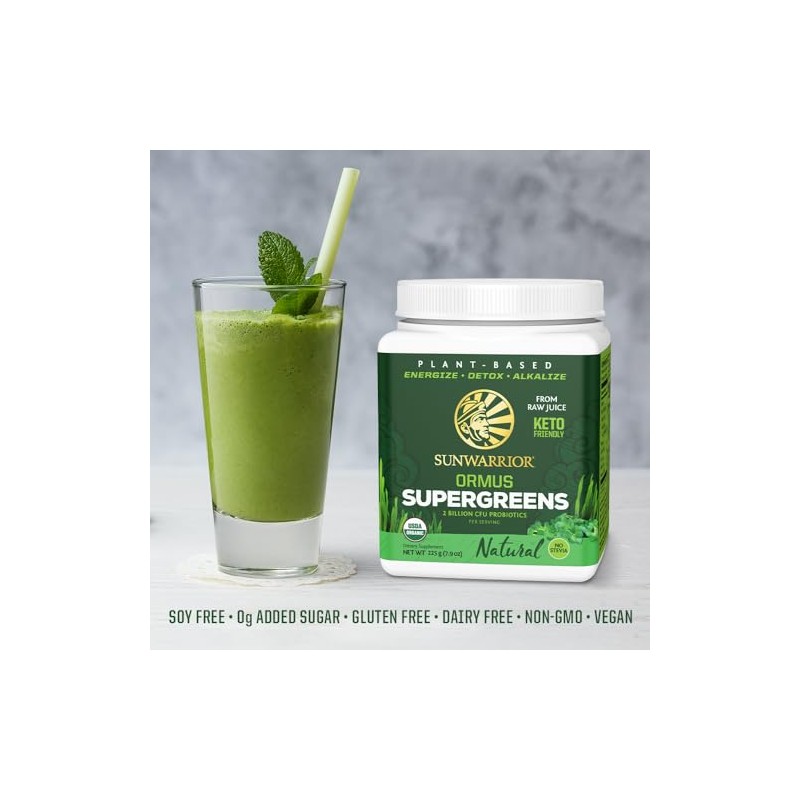 SUNWARRIOR Organic Ormus Supergreens Natural, 8 OZ
