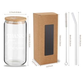 Topphopy 12 Set Employee Appreciation Gifts Team Christmas Thank You Gifts for Staff Coworker Includes 16 oz Drinking Can Shaped Glass Cups with Lid and Straw and Kraft Box (16oz, gratitude)