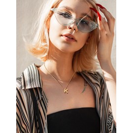 PIYIZ Gold Bubble Initial Necklace 16" Name H Chain A-Z Letter Choker Trendy Initial Jewelry Birthday Pendant for Lover Girlfriend