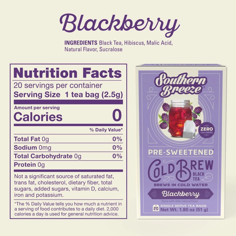 Southern Breeze Zero Sugar Cold Brew Sweet Tea Bags 20