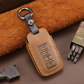 ontto Leather Key Fob Cover Keyring for Lexus IS200t IS250 RX450h NX200 ES200 250 RX200t ES RS GS IS NX Accessories Smart Car Key Remote Control Key Case key holder key shell Protector 4 Buttons Brown