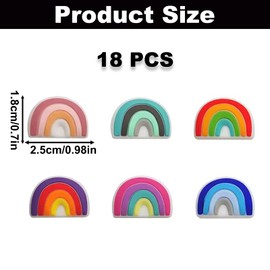 18PCS Rainbow Silicone Beads, Colorful Cartoon Silicone Focal Beads, Cute Spacer Silicone Beads for Keychain Making, Loose Beads Bulk for Pens Jewelry DIY Handicrafts Necklace Bracelet Accessories