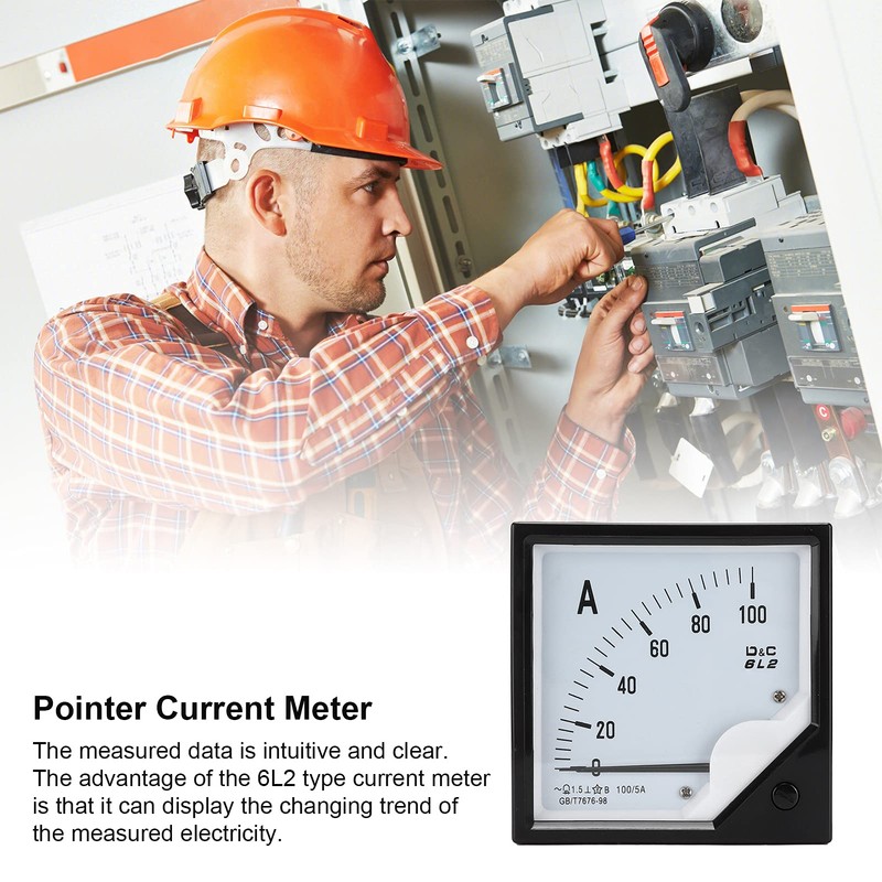 100A/5A Analog Panel Ammeter, 6L2 Amp Tester Gauge for DC