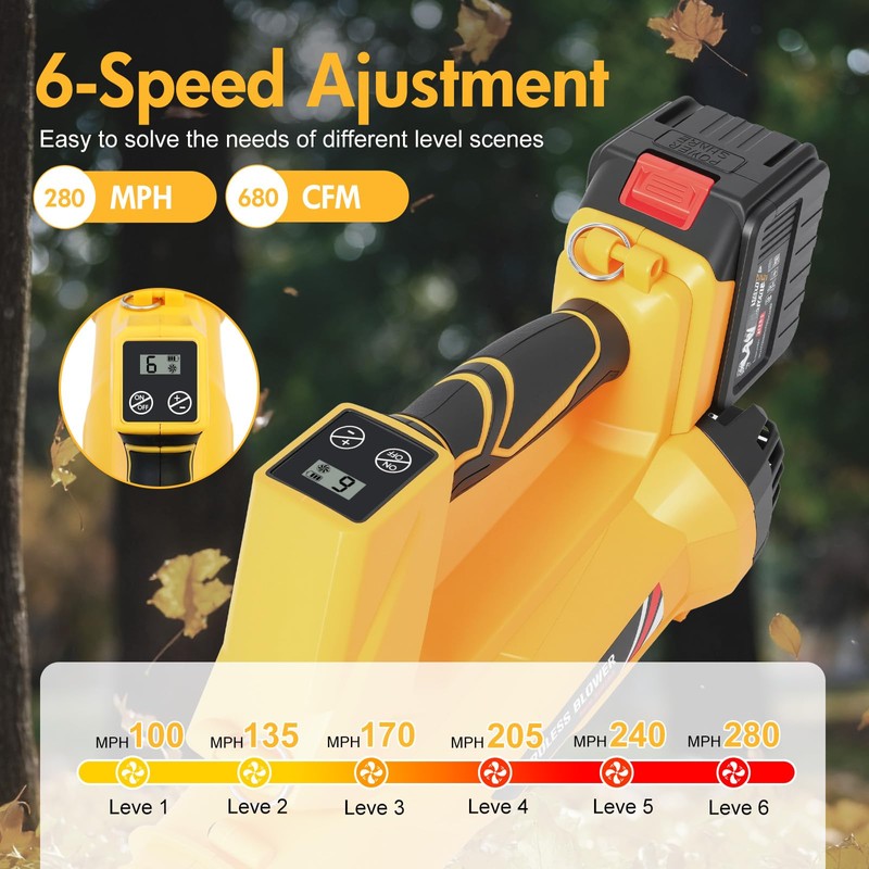 Electric Leaf Blower Cordless, Battery Powered Leaf Blower with 2
