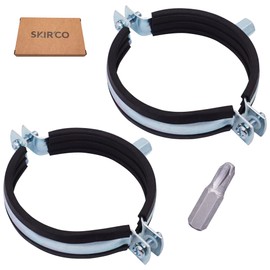 SKIR'CO (2 pcs) Pipe Brackets with Rubber Linings for 87-94 mm Pipes, Pipe Clamps, Pipe Supports for Wall and Ceiling Mounting