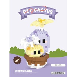 Jollcnoia Twin Mini Cute Cactus Succulent Plants Bonsai Building Toy Potted Plant Blocks Particle Flower Botanical