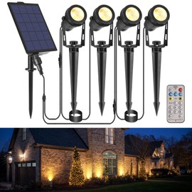 B-right Solar Spot Lights Outdoor, 8 Modes IP65 Waterproof Solar Powered Garden Spotlights 4-in-1 Landscape Lighting Auto On/Off with Remote Solar Uplights for Patio Pathway Tree 2700K Warm White