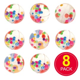 Baker Ross Bouncy Balls Mini Rainbow Bounce Ball Pack Multi Colour Jet Balls (Pack of 8)