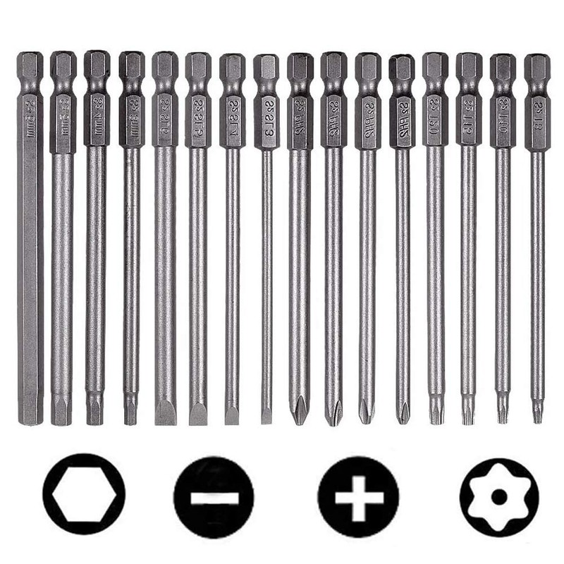 Mesee 16 Pieces 4 Inch Long Magnetic Screwdriver Bit Set,