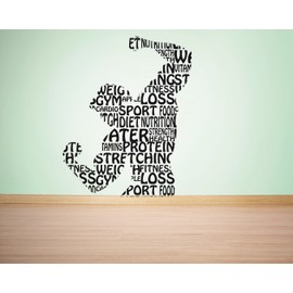 Wall Decal Fitness Sports Loss Protein Stretching Diet Nutrition Food Health Workout Exercise Gym Cardio Size 12 Inches X 18 Inches - 22 Colors Available