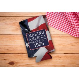 70th Birthday Party Adult Favors Making America Great Since 1955 48-Pack Ultra Slim Drink Can Coolers Party Pack