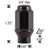 20 Black ET Conical Bulge Long Lug Nuts 1/2"-20 with