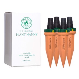 Plant Nanny Adjustable Quick Connect Plastic Bottle Stake Set (4 Pack)