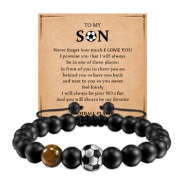 SUNSH Bracelet for Men,Ball Bracelets for Boys,Football Bracelet Gift for Boy/Teen/Son/Grandson/Friend/Nephew /Brother/Fan,Football Gift for Men,Olympics,Birthday-To My Son