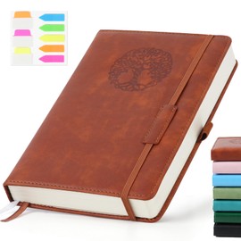 EOOUT Lined Journal Notebook for Women Men, Hardcover Leather Journals for Writing 300 Pages 5.7"×8.3" Brown Bible Diary College Ruled Notebooks for Work and School