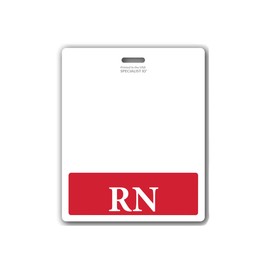 Oversized RN Badge Buddy - Horizontal Extra Large Badge Buddies for Registered Nurses - 3 3/8 X 4 1/8 Role Identification Badge Backer Card for Nurses- USA Printed by Specialist ID (RED)