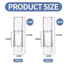 6 Pack 30ml Vacuum Dispenser Bottles, Refillable Travel Bottles, Cosmetic Push Bottles, Skin Care Product Dispenser Bottles, Travel Container