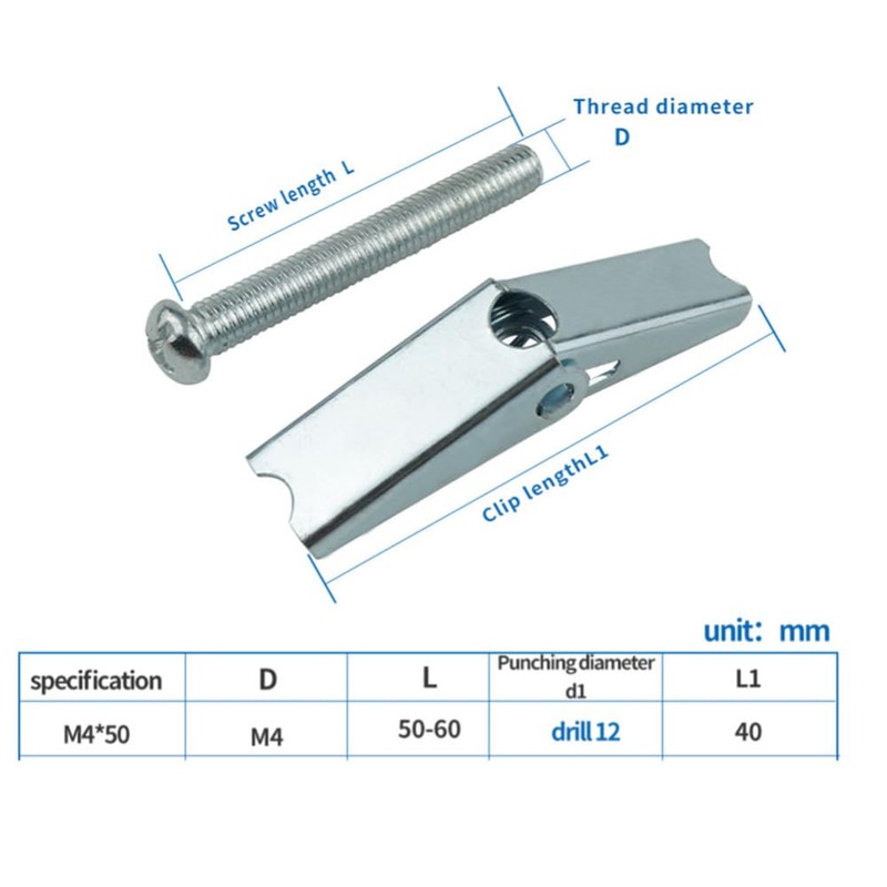 Plasterboard Spring Toggles Hollow Wall Cavity Wall Mounting Spring Toggle