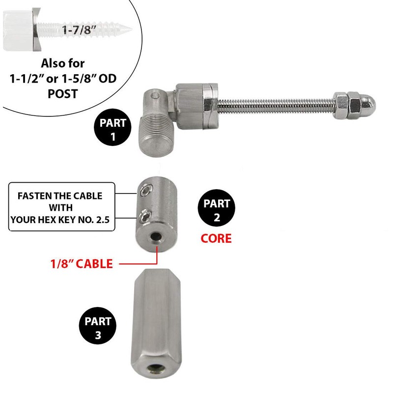 Stainless Steel 316 Grade Staircase Cable Railing Adjustable Tensioner Threaded