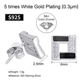 VEXXS S925 Diamond Stud Earrings for Men, 14K Real Gold Plated Iced Out Earrings 5A CZ Stones 925 Sterling Silver Studs for Men Women Hypoallergenic Earrings (C-Silver)