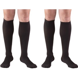 Truform 1943 Compression Socks, 15-20 mmHg, Men's Dress Socks, Knee High Over Calf Length, Black, Large (15-20 mmHg) (Pack of 2)
