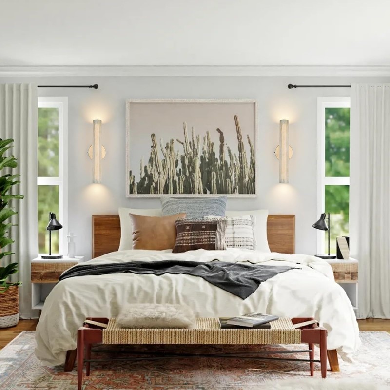 Hardwired Vintage Wall Sconce Set of Two, 3CCT Dimmable White