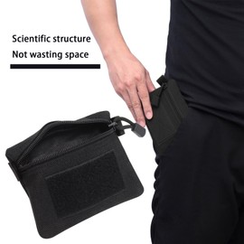 EMSea Mini Coin Clip Multifunctional Mini Key Bag Coin Purse Card Bag 13.5 x 10.5 cm Nylon Coin Purse Mini Storage Bag for Credit Cards ID Keys, black