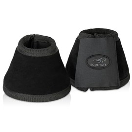 Equinate Fargo Boots with Suede Covered L Black - Robust and Shock Absorbing Bell Boots - Hoof Protection for Training and Tournaments - Set of 2
