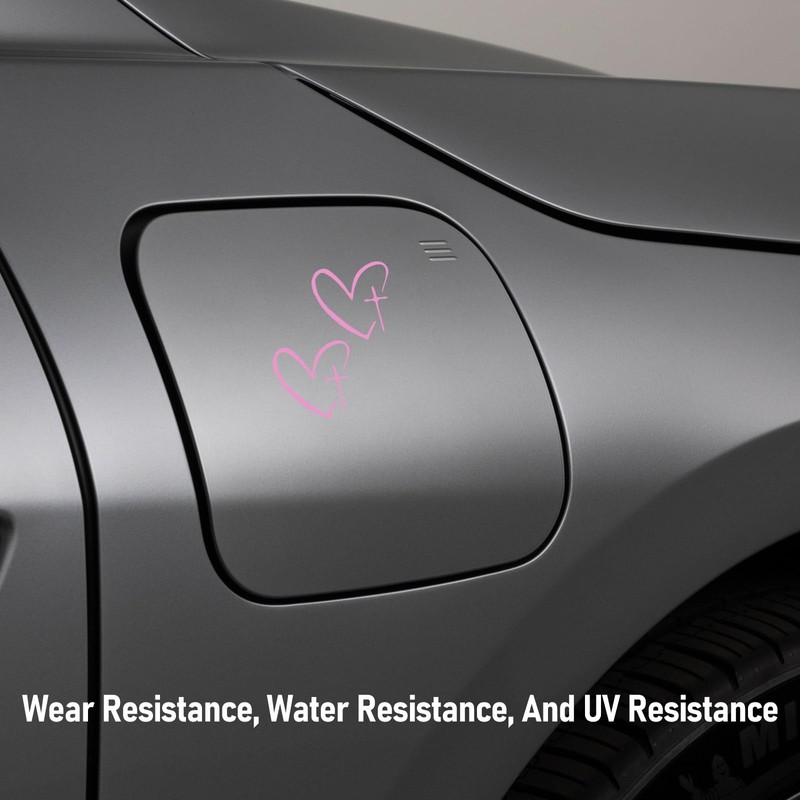 2PCS Cross Heart Rearview Mirror Sticker (Pink)