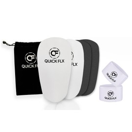 QUICKFLX Shin Pads (White) with Adjustable Belt - High Performance Protection for Football and Sports - Cut to Size for Perfect Fit - Available in 4 Colours