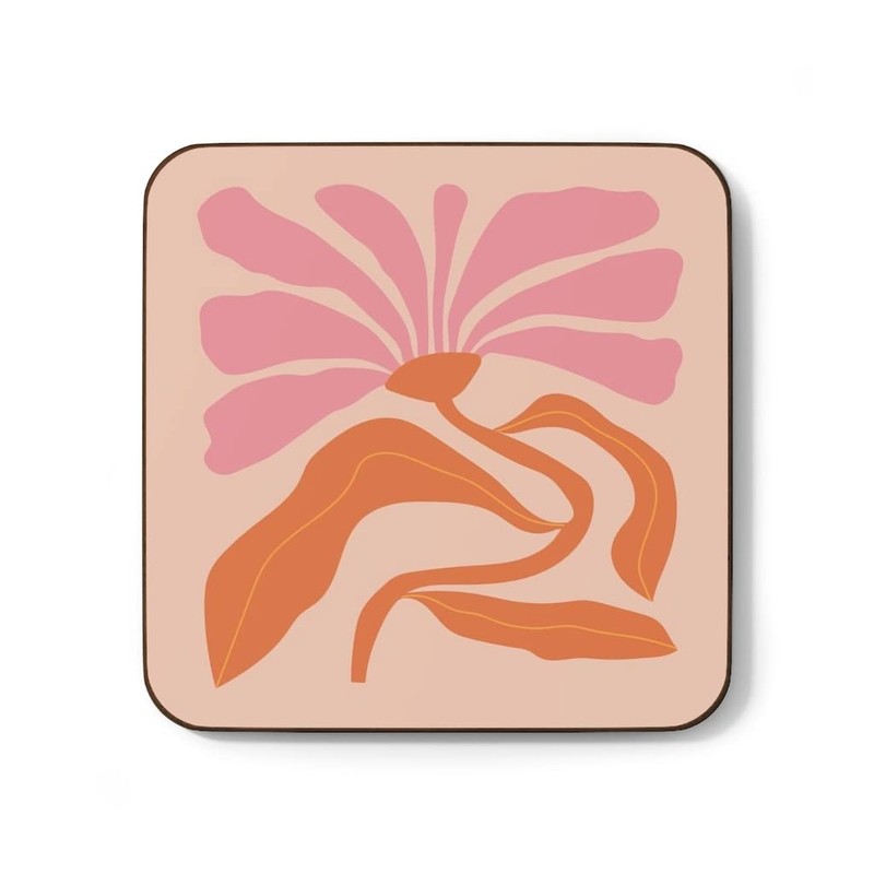 4 Coaster Set Retro Flowers 60s 70s Vintage Inspired