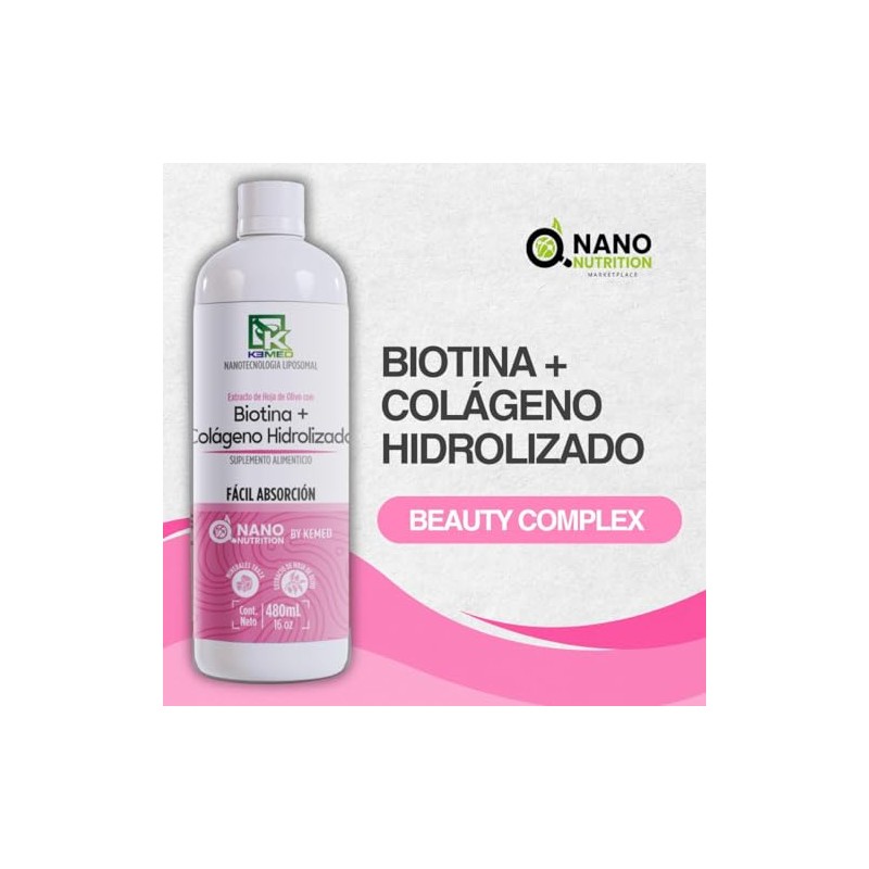 Biotina Colágeno Hidrolizado Suplemento Líquido Alta Absorción Piel Cabello Uñas