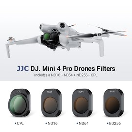 JJC Mini 4 Pro ND Filter Kit, 4 Pack (ND16 ND64 ND256 CPL) Polarizer Neutral Density Filter Compatible with DJI Mini 4 Pro Drone Lens Accessories, 13 Multi-Coated Layer and Aluminum Frame