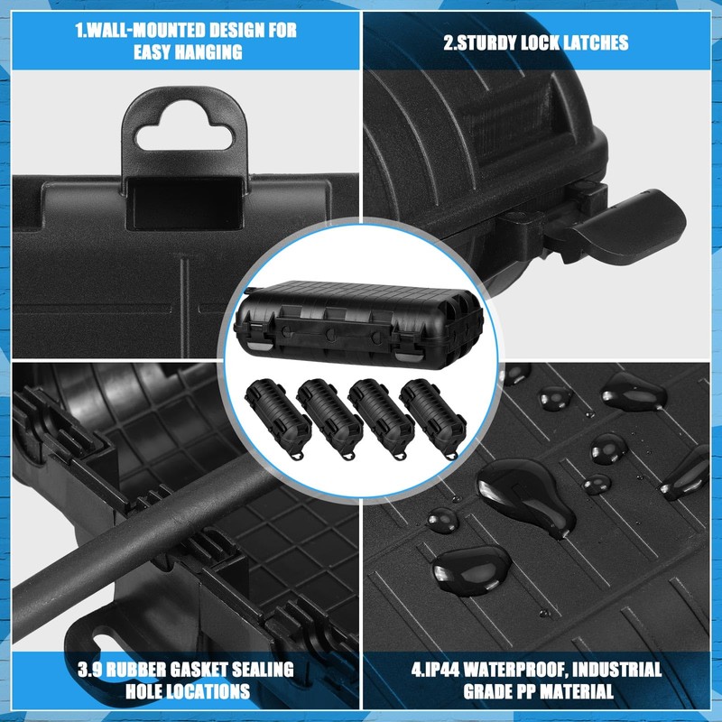 Frienda IP44 Large Outdoor Waterproof Extension Cord Box with 4