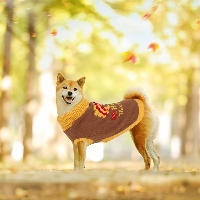 YUEPET Thanksgiving Dog Sweater with Turkey Pattern, Classic Knit Pullover