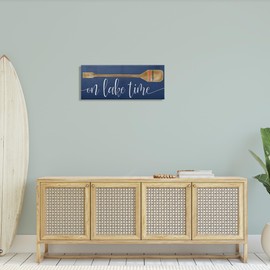 Stupell Industries On Lake Time Phrase Boat Oar Over Blue, Designed by Daphne Polselli Canvas Wall Art, 13 x 30