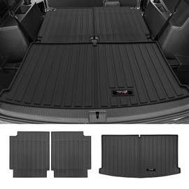 Custom for 2018-2025 VW Atlas 6/7 Seat Cargo Mats Trunk Liner and 3rd Rear Seat Backrest Mat All Weather TPE Protection Mat Accessories (Not for Cross Sport)