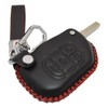 Genuine Leather Flip Key Fob Cover Case Protector for Jeep