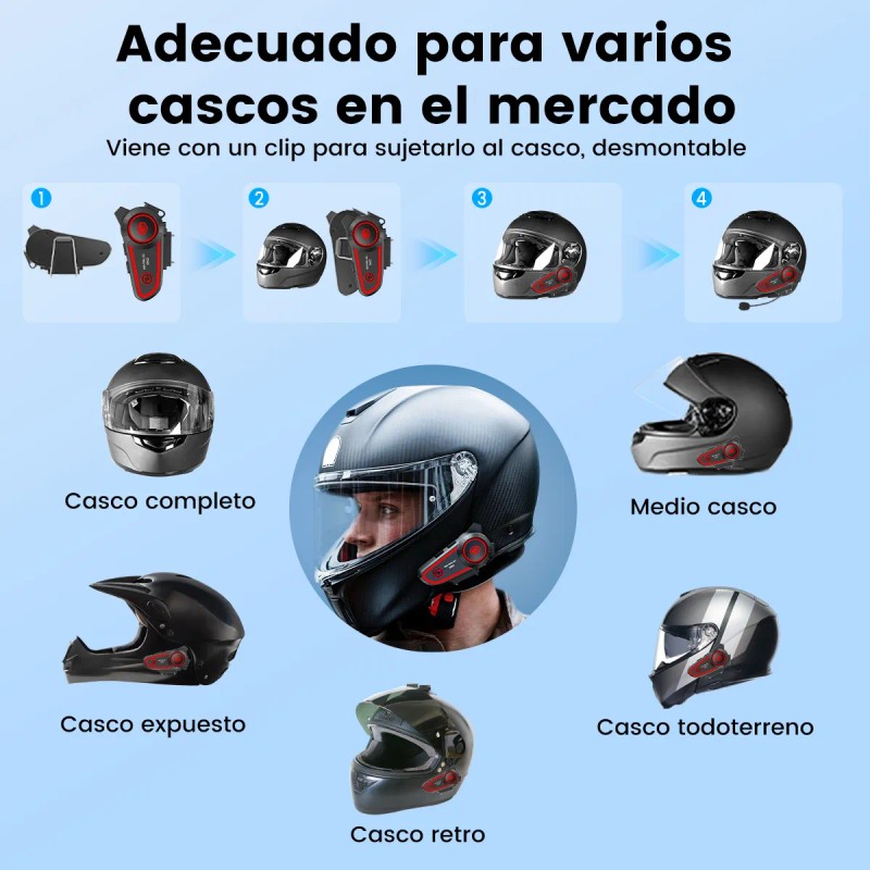 Gearelec Dk02 Audífonos Para Casco De Motos 2800mAh Bluetooth5.2 Impermeables