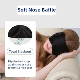 ALASKA BEAR Natural silk sleep mask & blindfold, super-smooth eye mask (2 Straps(w/Nose Baffle))