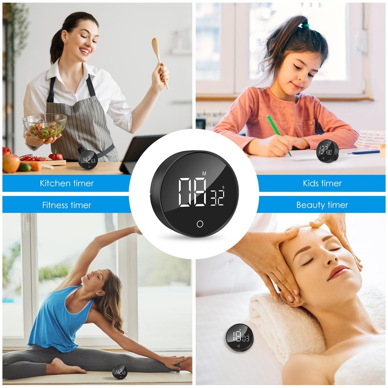 AMIR Digital Kitchen Timer, Visual Timers with LED Digital Display,