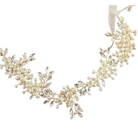 Pearl Garland Bridal Wedding/Sweet Sixteen/Flower Girl/Quinceanera Crown Headdress (White Pearls)