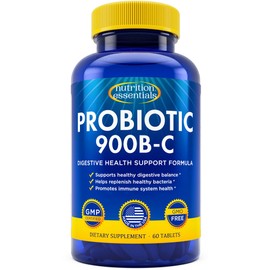 Nutrition Essentials Probiotics for Women and Men - with Lactase Enzyme and Prebiotic Fiber for Digestive Health - 80 Percent + More Potent Supplement for Gut Health Support - Vegan Formula