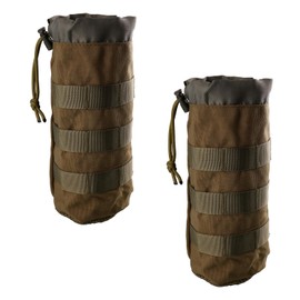 Tabanzhe Tactical Water Bottle Pouch-2PCS Molle Bottle Holder Military Drink Cup Container Carrier with Drawstring Top Bottle Protector for Outdoor Training Hiking Cycling Camping(Green)